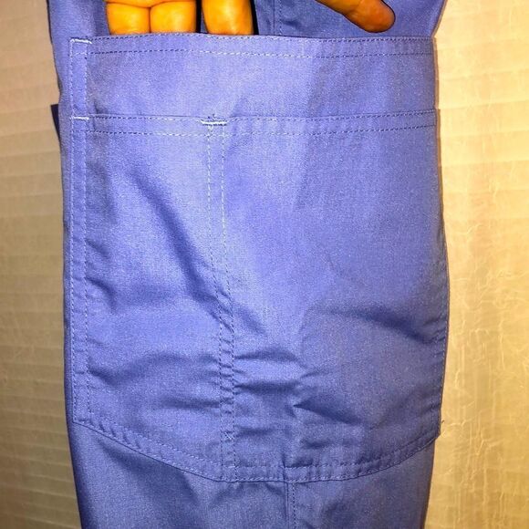 Red Panda L Men’s Ceil Blue Elastic Waist Drawstring 8+ Pocket Scrub Pants - Picture 9 of 14
